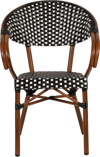 Metallic Outdoor Armchair Mutuma White Black 57x60x82cm