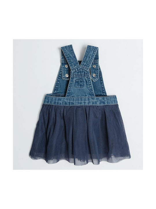 Kids Denim Skirt Overalls Solid Blue