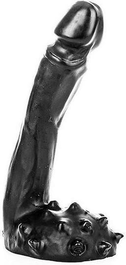 All Black Franklin Glass Dildo with Scrotum Black 19cm