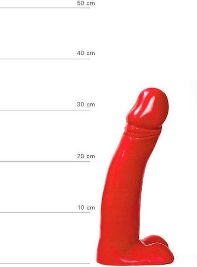 All Black All Red BBC Realistic Dildo with Scrotum Red 34cm