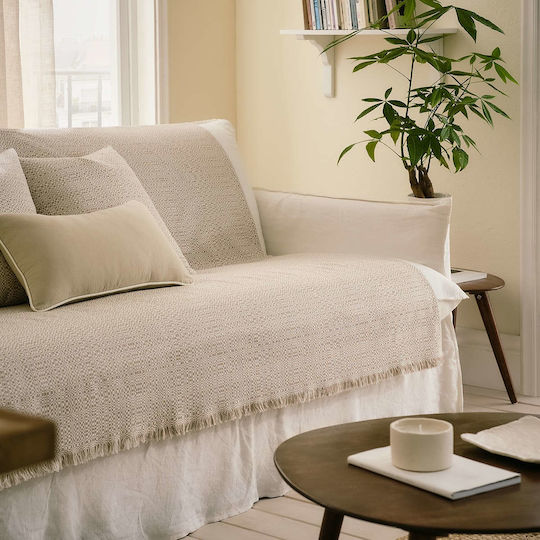 Gofis Home Liberta 841 Ριχτάρι Τριθέσιου Καναπέ Πλεκτό 180x300εκ. 52 Willow Beige 2007841352235