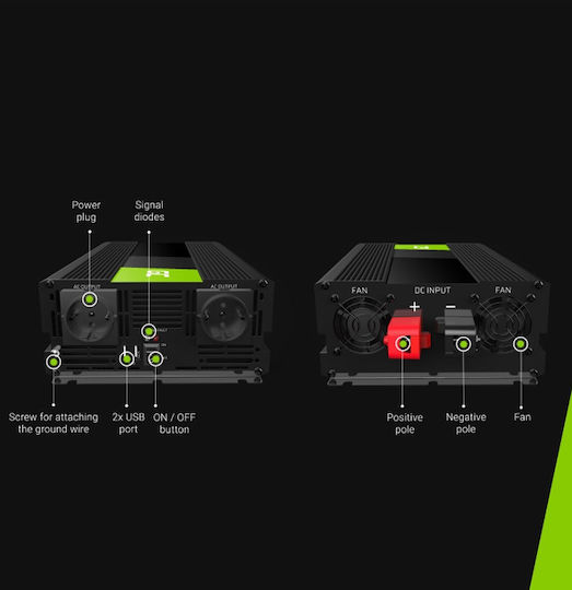 Green Cell Modified Sine Car Inverter Modified Sinewave 1500W to Converter 24V DC in 230V AC with 1xUSB INV24