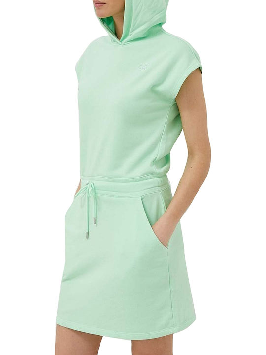 DKNY Sommer Mini Kleid mit Kapuze Grün