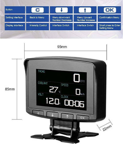 Autool X50 Plus Цифров Инструмент Волтметър Скоростомер Брояч На Оборотите Барометър Термометър OBD2 Температура На Маслото И Head Up Display Автомобил 60мм За Поставяне На Информационно Табло