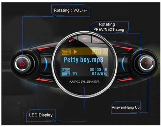 FM предавател за кола SRUIK-BT с AUX / Bluetooth / MicroSD / USB