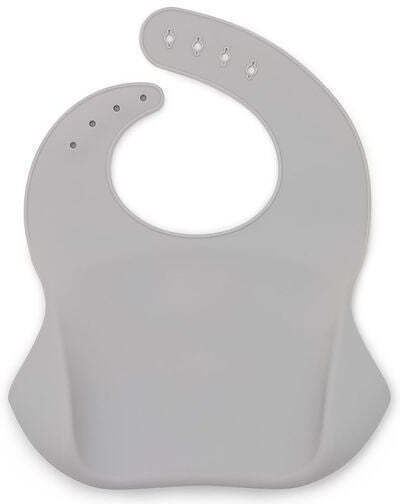 Noui Noui Little Wheels Αδιάβροχη Σαλιάρα Σιλικόνης με Κουμπί με Τσέπη Γκρι για 4 m+