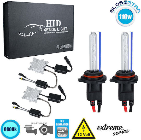 GloboStar Car Xenon Kit Extreme Series H10 CAN Bus 110W 9-16V 8000K Cold White