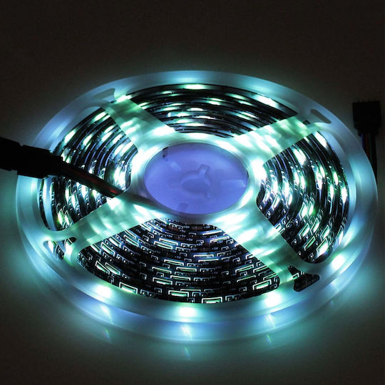 Rixme Αδιάβροχη Ταινία LED RZ-0003 USB 5V RGB Φως 5m Τύπου SMD5050 με Τροφοδοτικό & Τηλεχειριστήριο