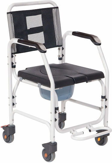 Mobiak Asper Wheelchair Bathroom Wheelchair with Simple Back Wheelchair Bathroom Wheelchair with Container 43cm White