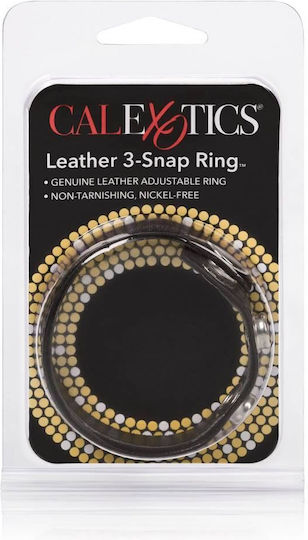 Calexotics Leather 3 Snap Ring Δαχτυλίδι Πέους Δερμάτινο Black
