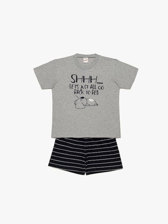 Minerva Set Top & Bottom Kids Summer Cotton Pyjamas Gray