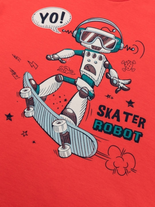 Minerva Παιδική Πιτζάμα Καλοκαιρινή Πορτοκαλί ROBOT SKATER