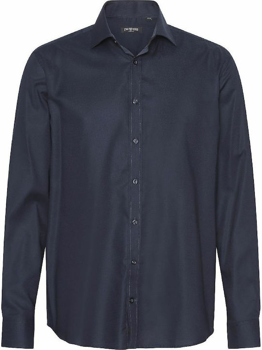 Long-sleeved Cotton Shirt Navy Blue