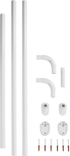 Wenko Corner Shower Curtain Rod Wall Mounted Aluminium White Ø25mm 165cm