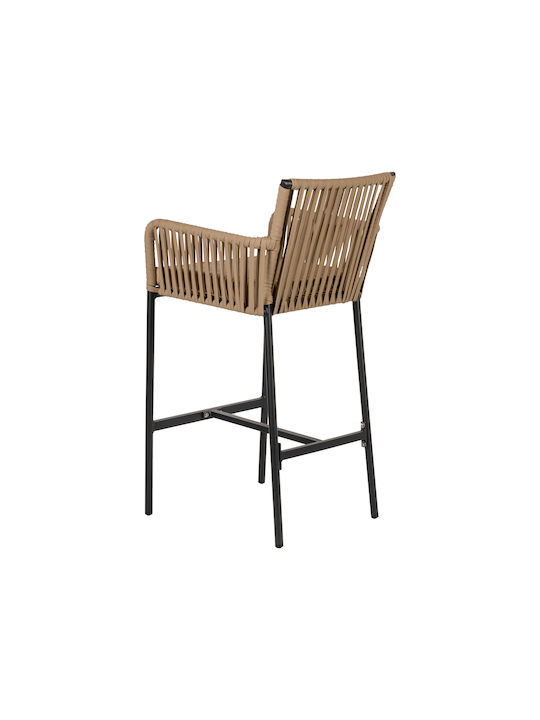 Gartenhocker Bar Außeneinsatz Rattan Kintampo Beige/Schwarz 55x58x108cm