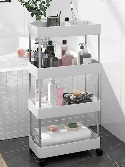 Factory XYX-202A Floor Bathroom Shelf Plastic with 4 Shelves 40x12.5x80cm White