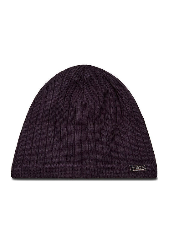 Männer Beanie Mit Rib Strick Schwarz Blau