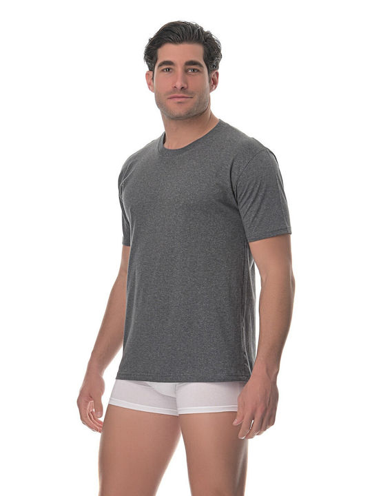 Lido Underwear Men's Short Sleeve Undershirt Dark Grey