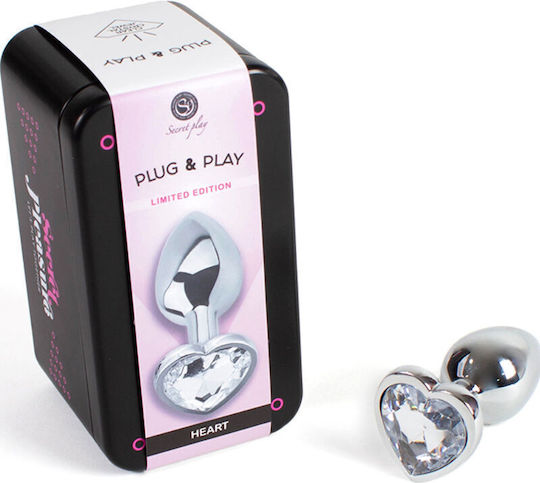 Secretplay Plug & Play Анална тапа Сърце Small Clear Crystal 7см