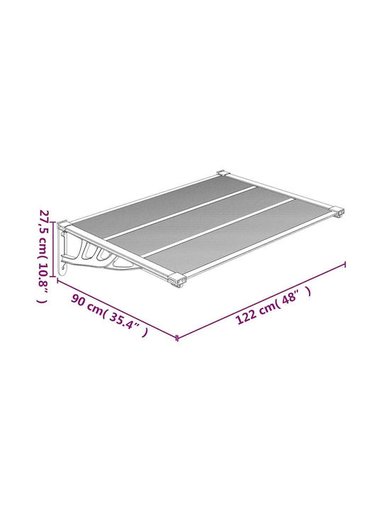 vidaXL Polycarbonat Kapuzinerdach Tür/Fenster P122xB90cm