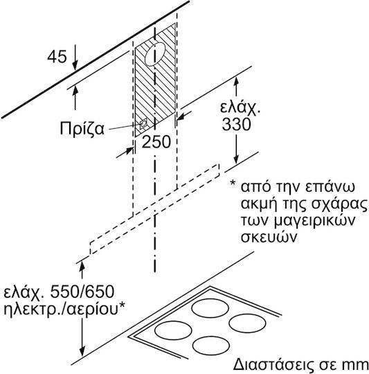 Pitsos Șemineu Hotă 60cm Inox