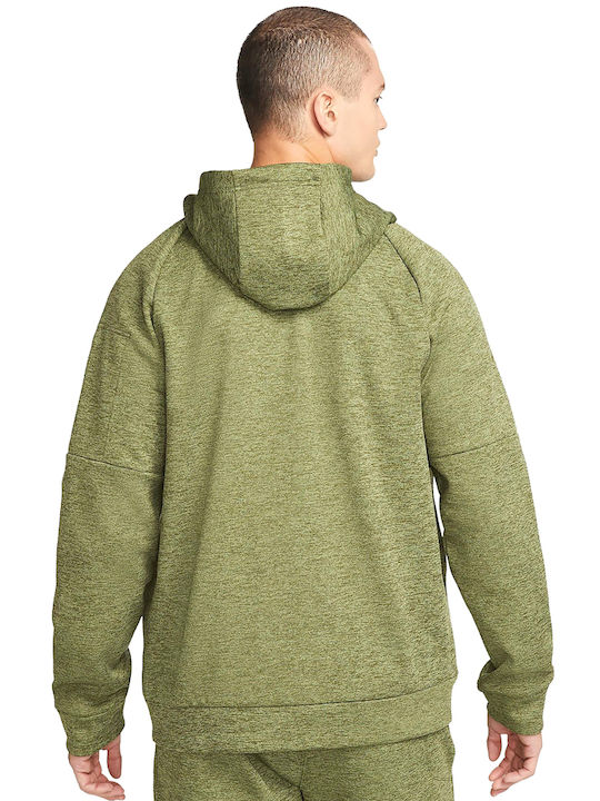 Nike Therma-Fit Herren Sweatshirt Jacke mit Kapuze und Taschen Khaki