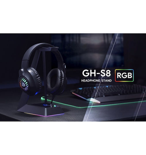 Aukey GH-S8 Desktop Headphone Stand with LED Lighting and USB Port Black