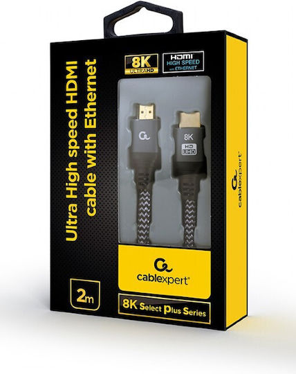 Cablexpert HDMI 2.1 Ultra High Speed 48Gbps 4K 120Hz HDR VRR Braided Cable HDMI male - HDMI male 2m Μαύρο