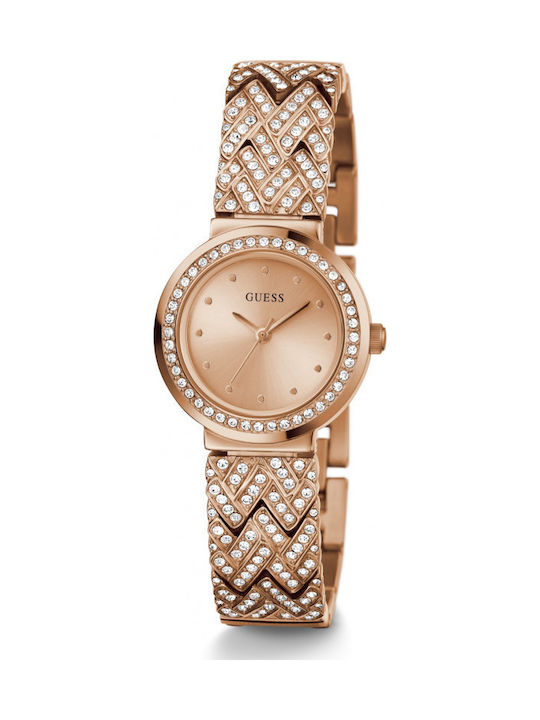Guess Treasure Damen Uhr mit Rose Gold Metallarmband