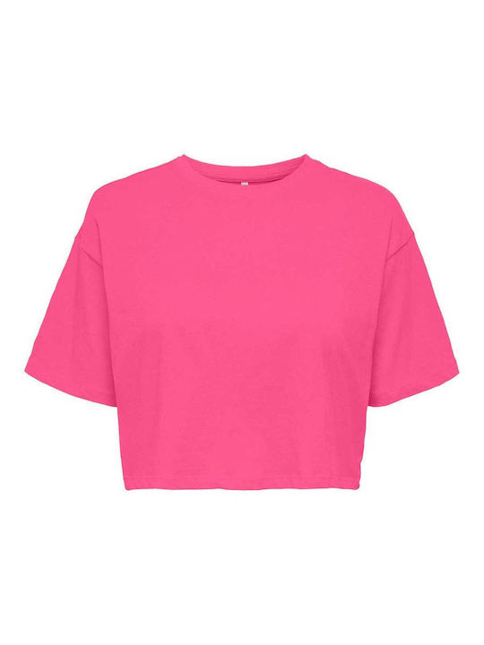 Only Damen Sommer Crop Top Baumwolle Kurzarm Rosa