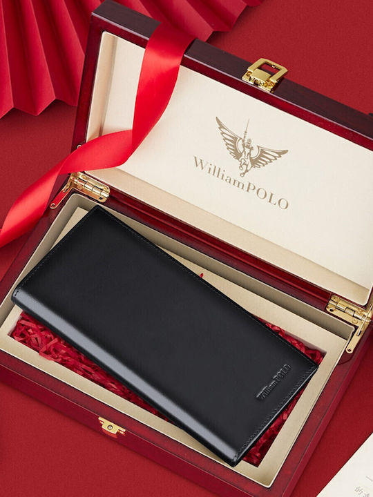Leather Men's Wallet Cards with Slide Mechanism Black