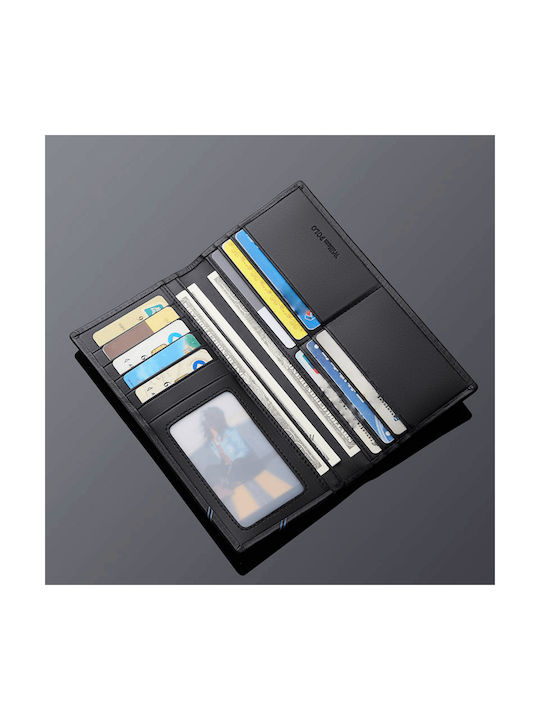 William Polo Δερμάτινο Ανδρικό Πορτοφόλι Καρτών με Μηχανισμό Slide Μαύρο