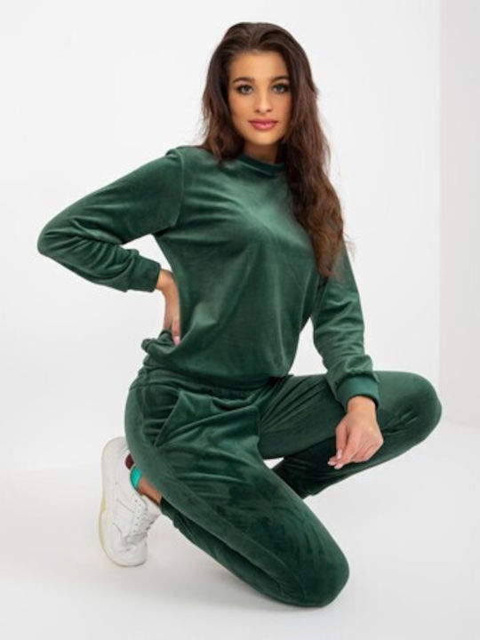 Rue Paris Set Women's Sweatpants Green Velvet