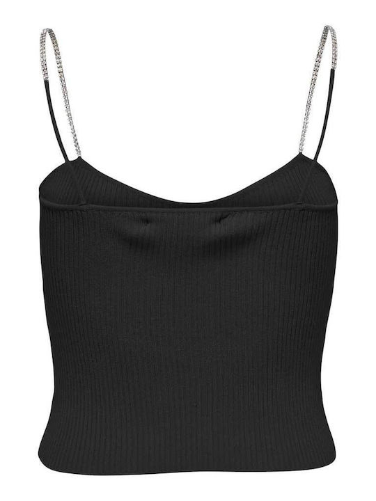 Only pentru Femei Crop Top cu Bretele Monocrom Negru