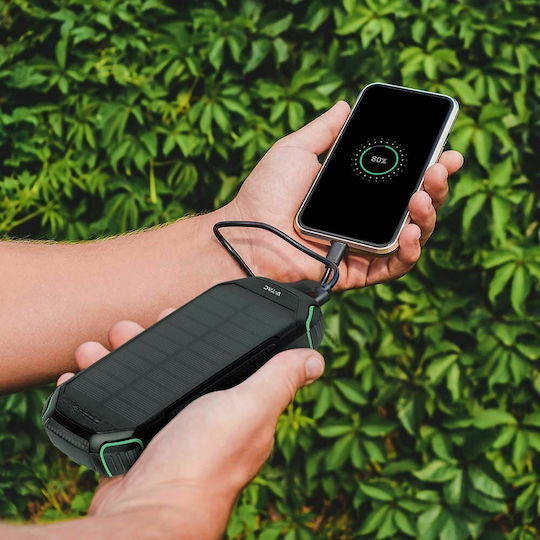 V-TAC Solar Power Bank 30000mAh 10W with USB-A Port and USB-C Port Black