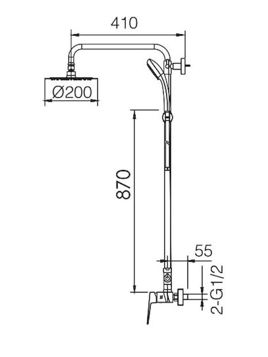 Excel Karratu 170125104 Duschsäule mit Wannenbatterie Silber