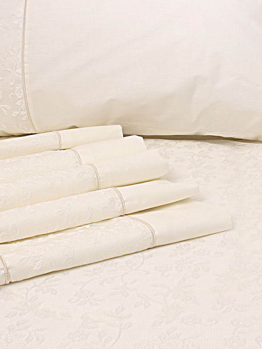Viopros Bridal Blanket Set Queen with 2 Pillowcases Ecru 240x250 cm