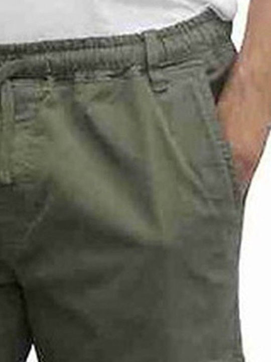 KOYOTE JEANS Men's olive oil cargo elastic shorts 610-285 KAKI