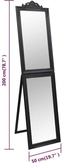 vidaXL Καθρέπτης Δαπέδου 351531 Black 50x6.5x200cm