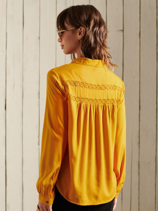 Superdry Amelie Women's Monochrome Long Sleeve Shirt Yellow