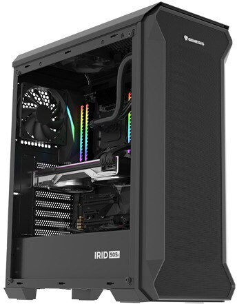 Genesis Irid 505F Gaming Midi-Turm Computergehäuse mit Seitenfenster Schwarz