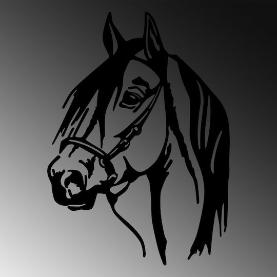Wanddekoration Silhouette Pferdekopf Schwarz aus Metall 40x55cm