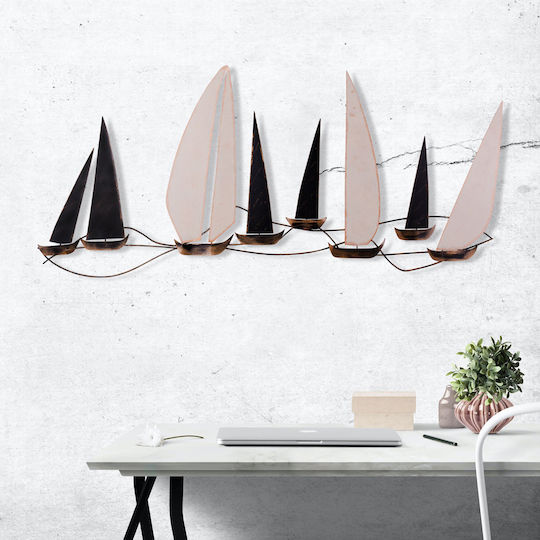 Wanddekoration Ocean Handgefertigt Schwarzes Metall 117x5x52cm