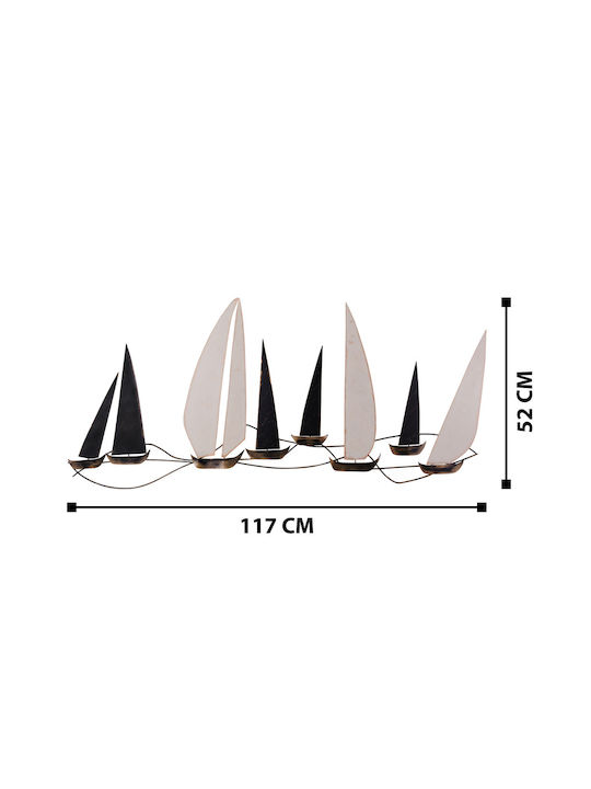 Wall Decor Made of Metal Ocean 117x5x52cm