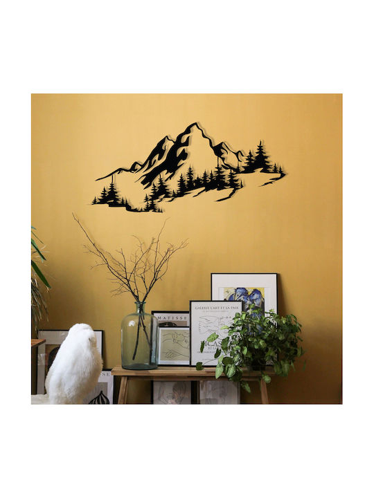 Decorative Silhouette Mountain Black Made of Metal 67x30cm