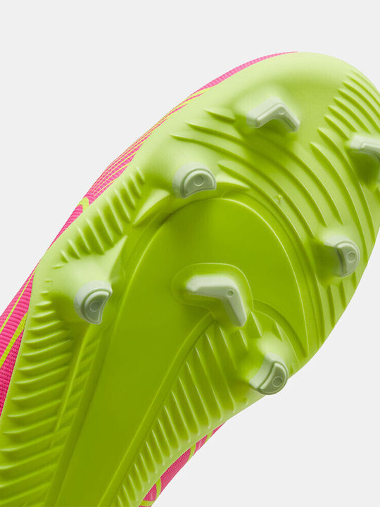 Mercurial Vapor 15 Club FG/MG Kids Soccer Cleats & Shoes with Molded Outsole Pink Blast Volt Gridiron