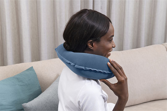 Bestway Inflatable Velvet Travel Pillow Travel Set Pillow 37x24x10cm Blue