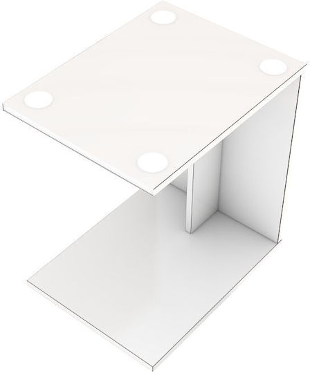 White C-Shape Side Table With Wheels White C-Shape Side Table With Wheels