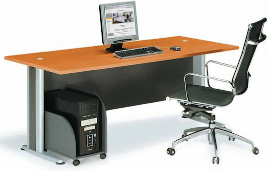 Professionelles Büro Basic Holz Grey / Cherry mit Metallbeinen 120x80x75cm