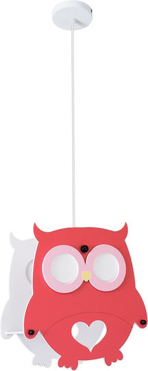 GloboStar Eule Einfaches Licht Kinderdeckenleuchte Deckenleuchte mit Fassung E27 Rot 29.5x30.5cm